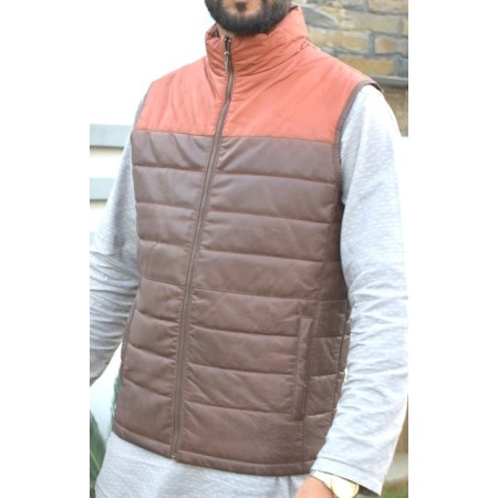 Leather Jacket, Half sleeve Jacket ,Leather Waistcoat, Men's Waistcoat