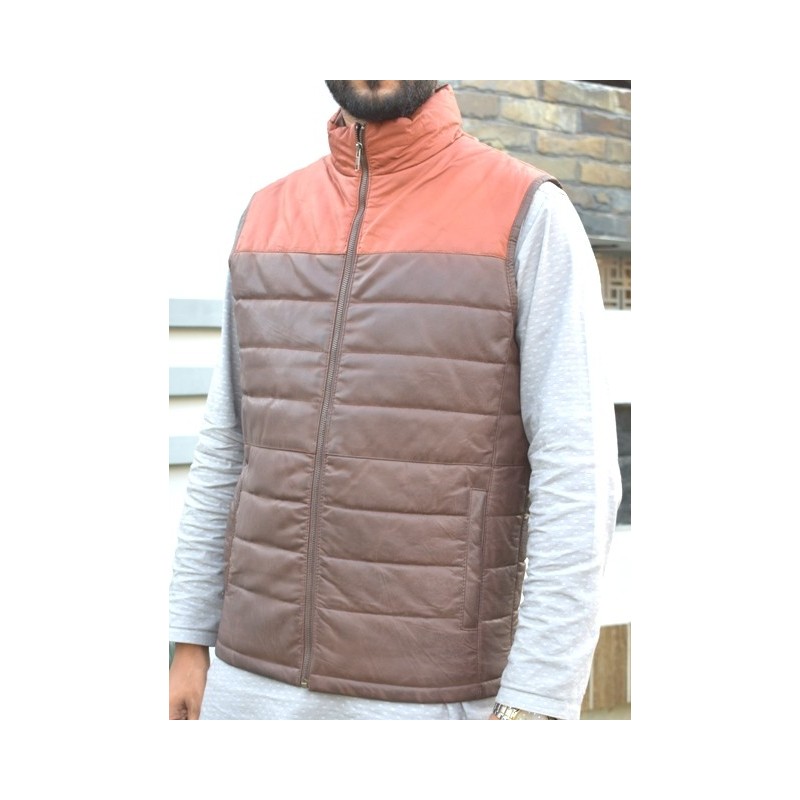 Leather Jacket, Half sleeve Jacket ,Leather Waistcoat, Men's Waistcoat